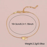 Go2boho 18K Gold Plated Chain Bracelet Heart Love Charm Letter Name A-Z