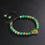 Vintage Heart Charm Beaded Rope Bracelet Lapis lazuli Quartz Bangles
