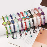 Vintage Heart Charm Beaded Rope Bracelet Lapis lazuli Quartz Bangles
