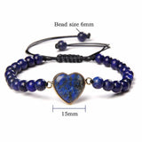 Vintage Heart Charm Beaded Rope Bracelet Lapis lazuli Quartz Bangles