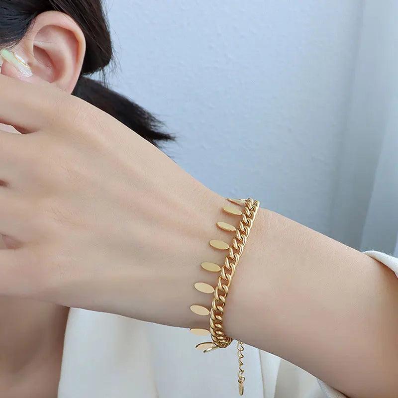 Statement Link Chain Tassel Charm Bracelet For Women