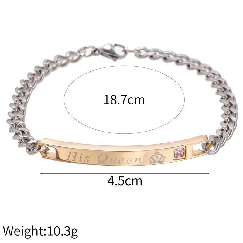 Zircon Her King Queen Bracelets - Bangle Bracelet Jewelry Gift