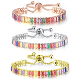 Adjustable Colorful Zirconia Tennis Bracelets for Women Ladies