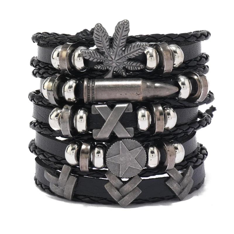 Men's Punk Rivet Leather Bracelet