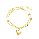 316L Stainless Steel Bracelet Chain Heart Charm for Women
