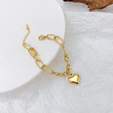 316L Stainless Steel Bracelet Chain Heart Charm for Women