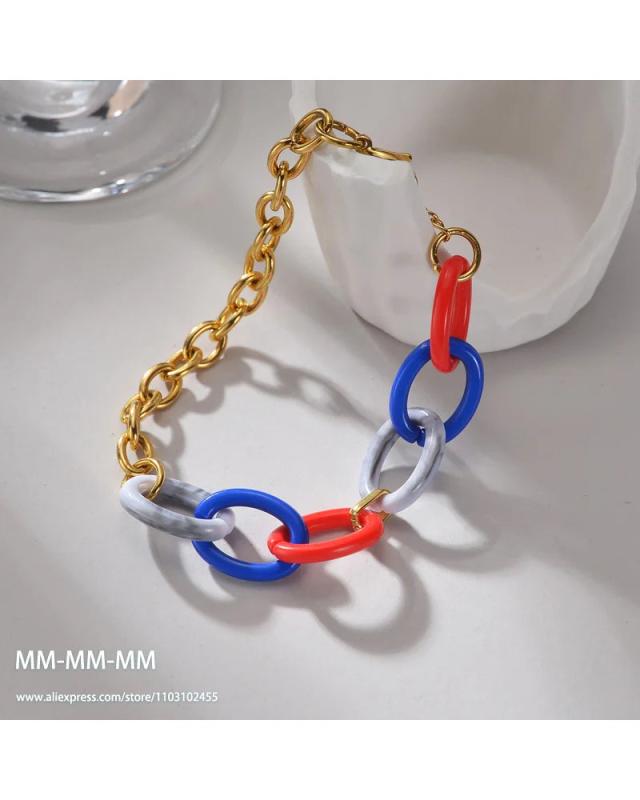 316L Stainless Steel Leaf Charm Bracelet Acrylic Splicing for Women Girls