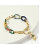 316L Stainless Steel Leaf Charm Bracelet Acrylic Splicing for Women Girls