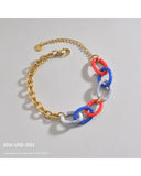 316L Stainless Steel Leaf Charm Bracelet Acrylic Splicing for Women Girls