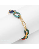 316L Stainless Steel Leaf Charm Bracelet Acrylic Splicing for Women Girls