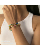 316L Stainless Steel Leaf Charm Bracelet Acrylic Splicing for Women Girls