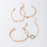 Geometric Circle Layered Bangles for Women Adjustable Charms Bracelets