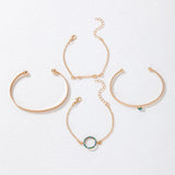 Geometric Circle Layered Bangles for Women Adjustable Charms Bracelets