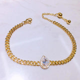 Water Droplets Charm Bracelets with Cuban Chain for Women