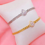 Water Droplets Charm Bracelets with Cuban Chain for Women