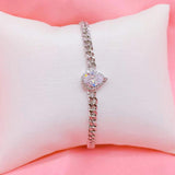 Water Droplets Charm Bracelets with Cuban Chain for Women