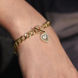 Womens Heart Charm Bracelet CZ Love Bracelet Jewelry
