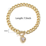 Womens Heart Charm Bracelet CZ Love Bracelet Jewelry