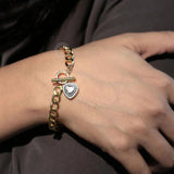 Womens Heart Charm Bracelet CZ Love Bracelet Jewelry