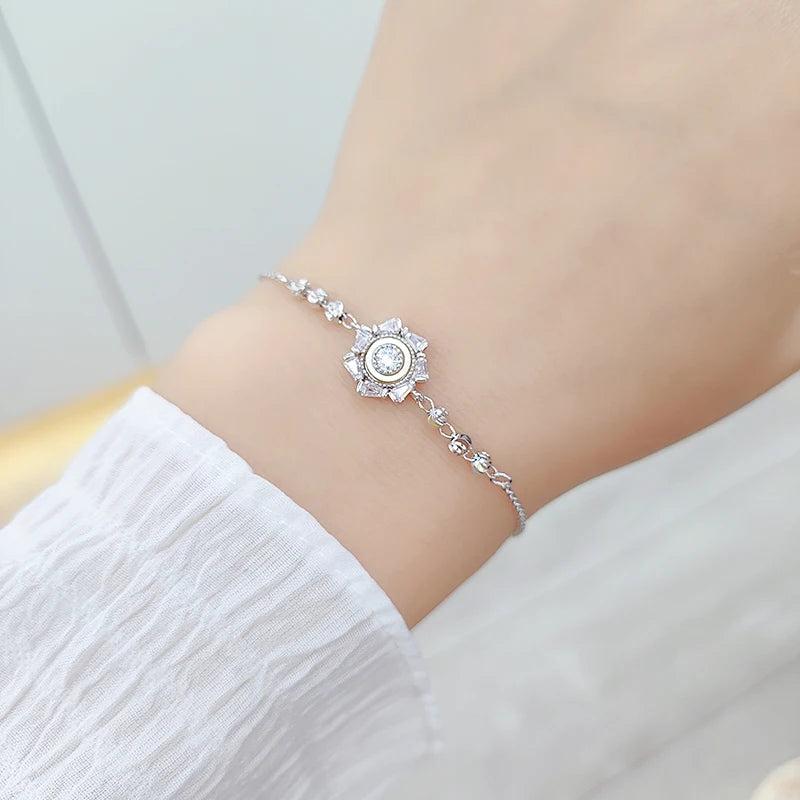 Zircon Flower Adjustable Charm Bracelet for Women