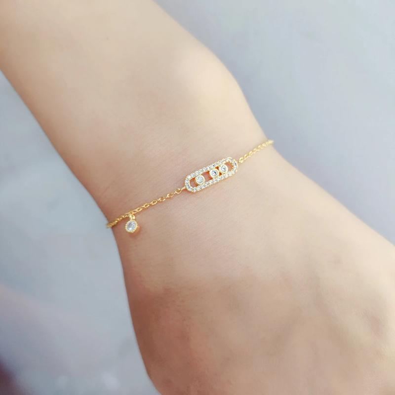 CZ Bracelet Thin Chain Link Women's Charm Jewelry