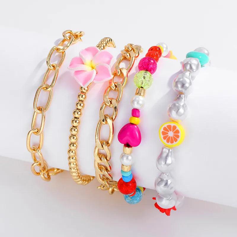 Tropical Fruit Charm Bracelet Mix with Gems