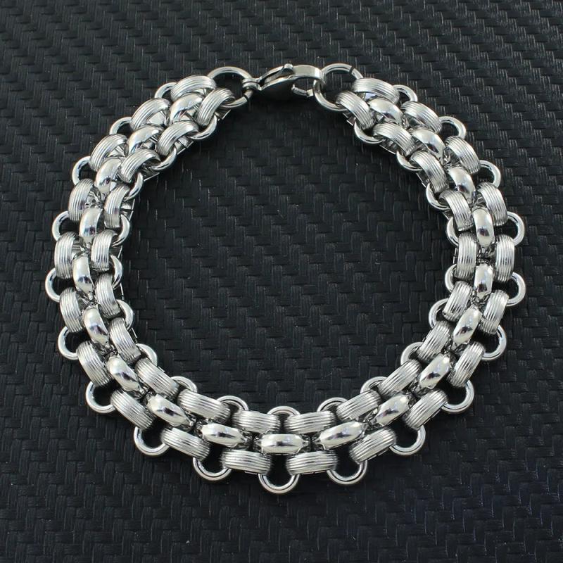 Silver Stainless Steel Crystal Bracelet for Man & Woman BKC19