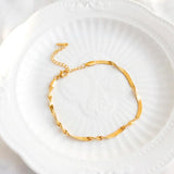 Stainless Steel Ripple Chain Bracelet Plated Jewelry for Women