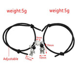 2Pcs Magnetic Couple Bracelets with Spaceman Pendant Charm Gift