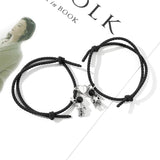 2Pcs Magnetic Couple Bracelets with Spaceman Pendant Charm Gift