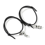 2Pcs Magnetic Couple Bracelets with Spaceman Pendant Charm Gift
