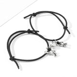 2Pcs Magnetic Couple Bracelets with Spaceman Pendant Charm Gift