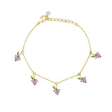 Multicolor Crystal Fruit Charm Bracelets for Women Grapes Chain Bangles