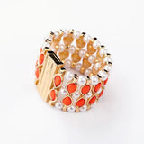 Orange Resin Bead Magnet Bangle Pearl Chains Charm Bracelet