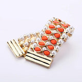 Orange Resin Bead Magnet Bangle Pearl Chains Charm Bracelet