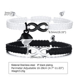 Heart Charm Couple Bracelets - Braided Rope Chain with Infinity Charm