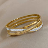 Rhinestone Chain Silver Bangle Bracelet for Women