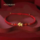 Adjustable Bear Elephant Zircon Charm Bracelet Lucky Braided Red