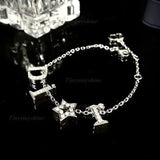 Crystal Star Pendant Bracelet Zirconia Letter D Charm Chain Party