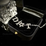 Crystal Star Pendant Bracelet Zirconia Letter D Charm Chain Party