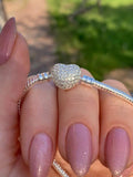 925 Snake Chain Bracelet with Heart Clasp for European Charm Beads