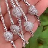 925 Snake Chain Bracelet with Heart Clasp for European Charm Beads