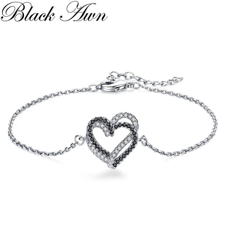 AWN Hot Heart Silver Charm Bracelet Women Wedding Jewelry