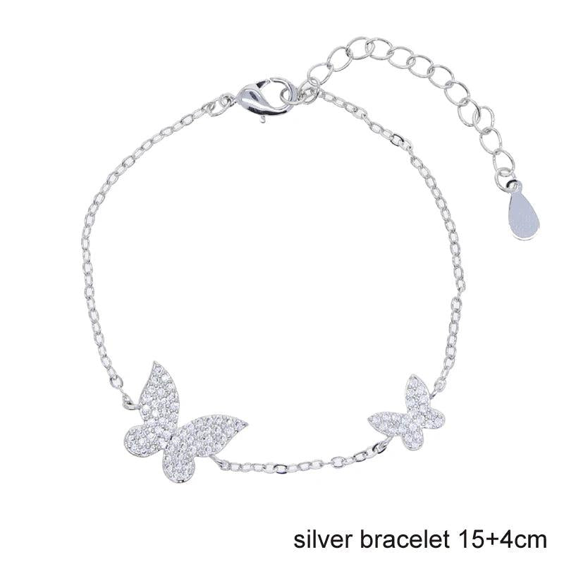 CZ Butterfly Charm Bracelet Dainty Jewelry