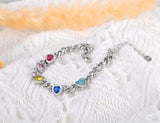 Colorful Zirconia Heart Charm Bracelet Stainless Steel B22106