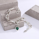 Mewanry Crown Love Green Zircon Bracelet Vintage Charming Birthday