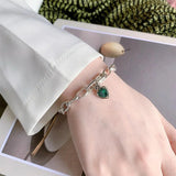 Mewanry Crown Love Green Zircon Bracelet Vintage Charming Birthday