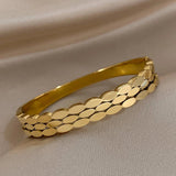 Oval Geometric Charm Stainless Steel Bangles Bracelets for Women