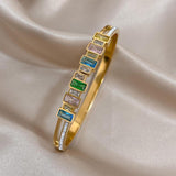 Multicolour Rhinestone Zircon Steel Bangles Bracelet Women