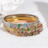 Multicolour Rhinestone Zircon Steel Bangles Bracelet Women